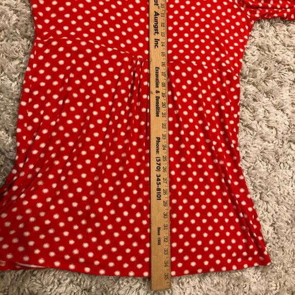 Boden Sz 18 V-Neck Midi Dress Red White Starburst A-Line 3/4 Bell Sleeve Flowy G - Picture 8 of 8